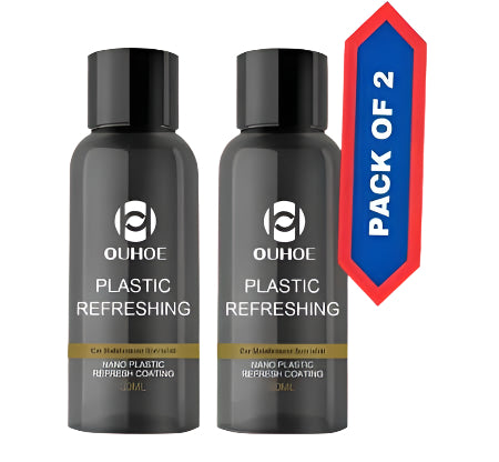 Two bottles of OUHOE Plastic Refreshing product with a pink background and 'Pack of 2' label.